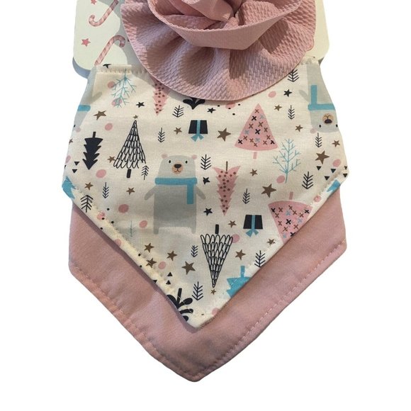 Danbar Global Christmas Bears- 2 Hair Bows & 2 Bibs- NEW - Picture 3 of 4